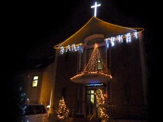 教会全景クリスマスイルミネーション